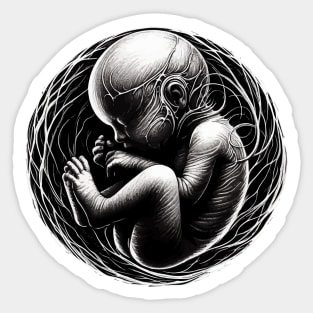 Monochromatic Embryology Outline Sticker